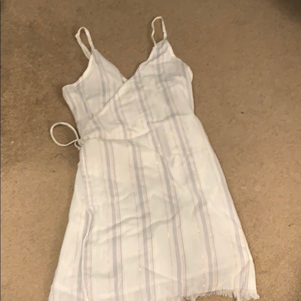 White striped wrap dress